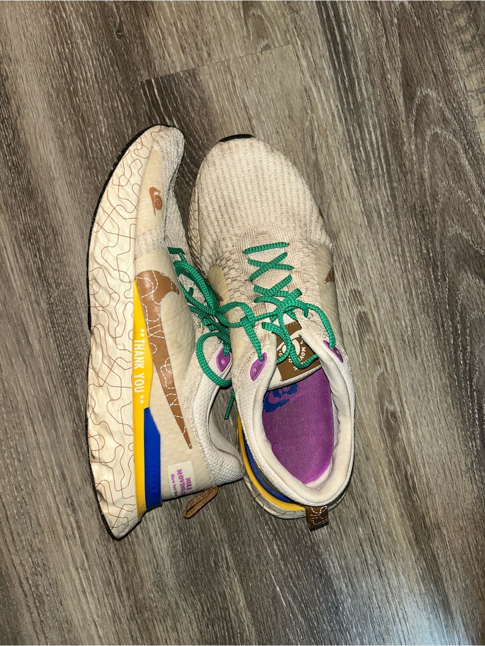 Nike React Infinity Run Flyknit in Beige with Teal and Purple Accents